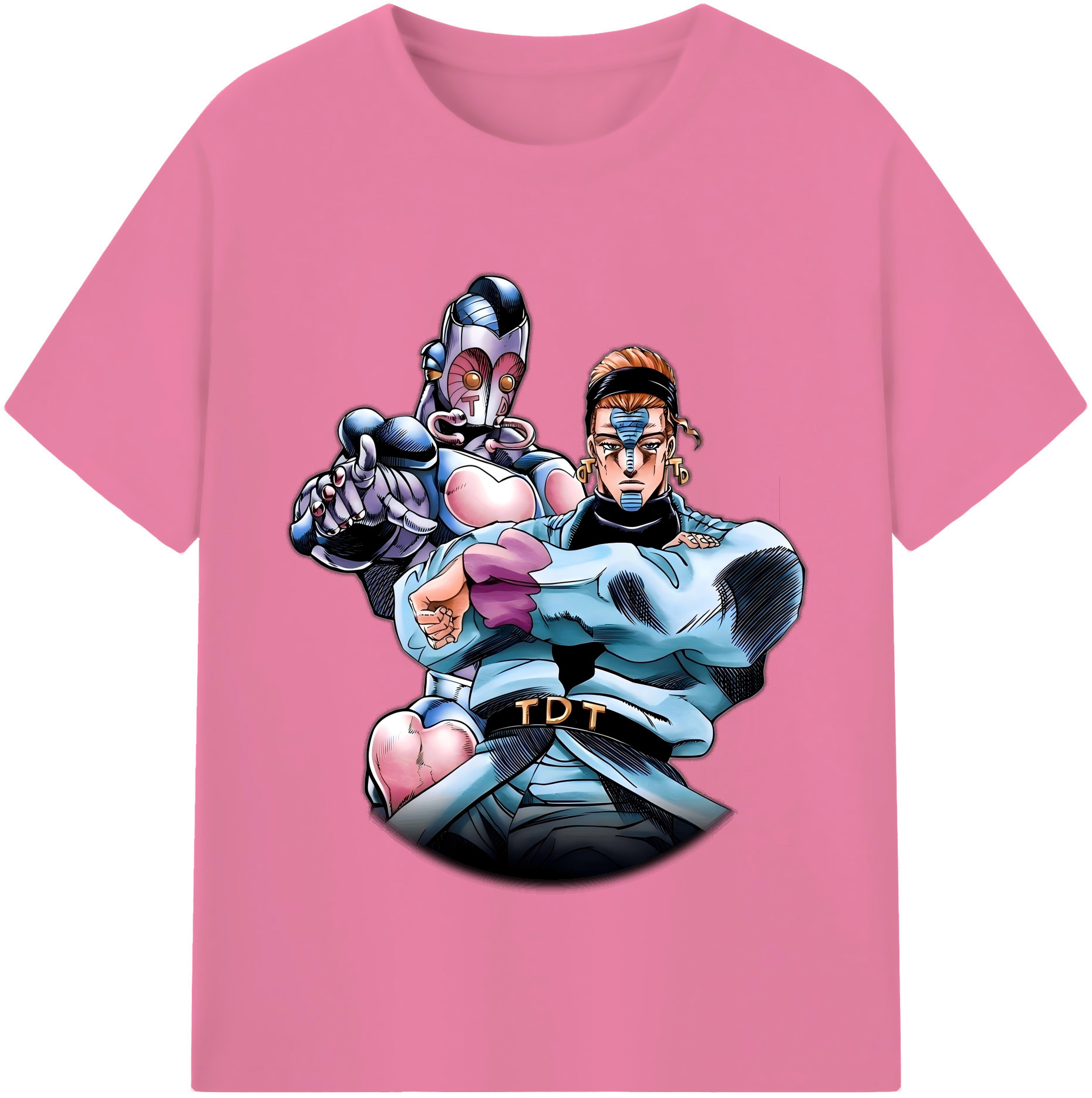 （画像用） ジョジョの奇妙な冒険 ひがしかた じょうすけ JoJo's Bizarre Adventure Higashikata Josuke 綿100％半袖Tシャツ（フロントプリント）